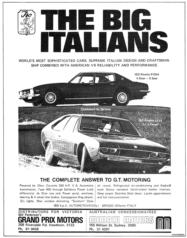1971 ISO Rivolta & Fidia Le Le 2+2 Coupe